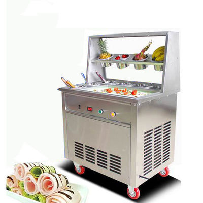 Mua Máy nướng kem 2 chảo nướng với tủ đông / Máy nướng kem lăn Thai Stir Fry sản xuất trực tuyến